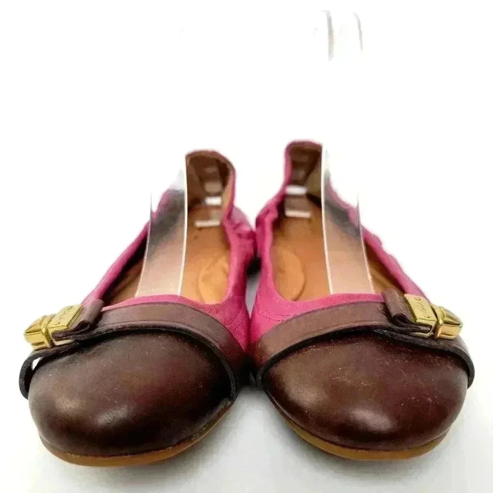 Coach Delphine Soft Leather Slip-on Buckle Ballet Flats - 8 - Picture 5 of 11